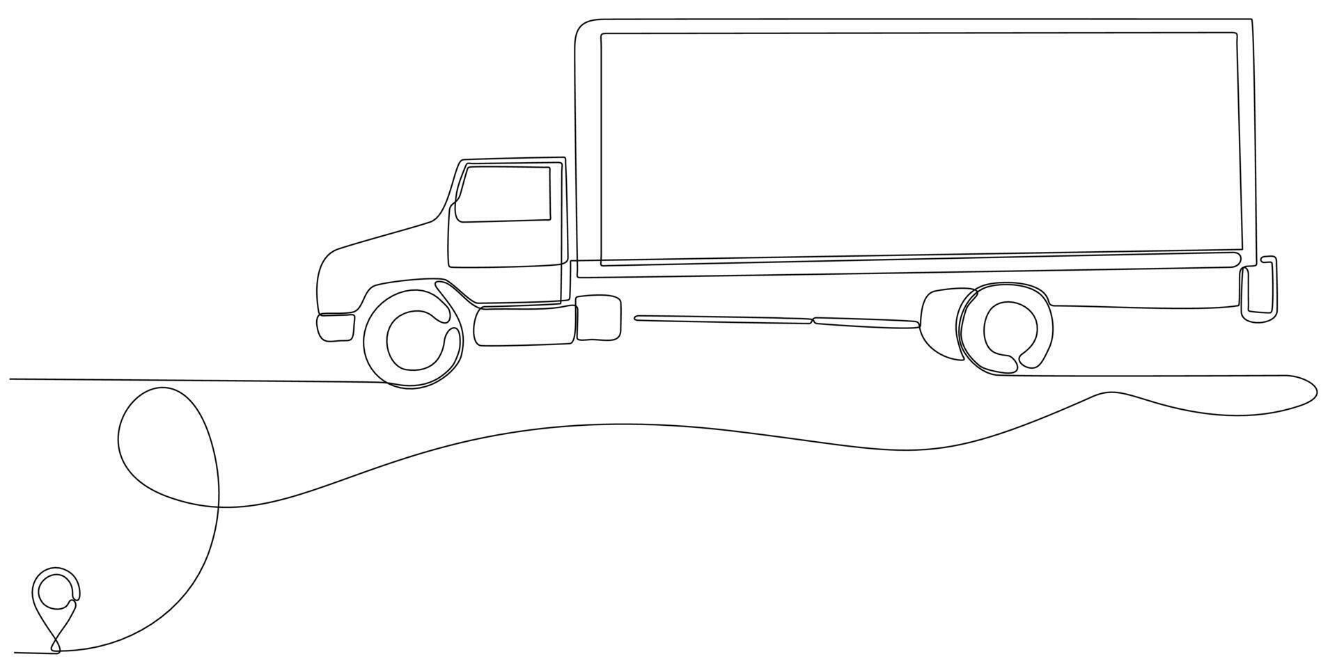 Line icon vector continuous line drawing of cargo track line from oulis home route with starting point and single line trail - Vector illustration. - Vector