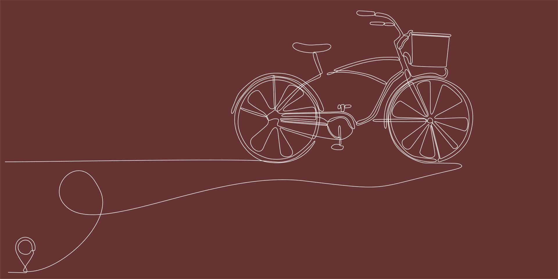 icono de línea vector dibujo de línea continua de la línea de bicicletas desde la ruta de la casa de oulis con punto de partida y sendero de una sola línea - ilustración vectorial. - vectores