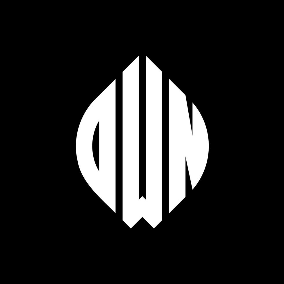 DWN circle letter logo design with circle and ellipse shape. DWN ellipse letters with typographic style. The three initials form a circle logo. DWN Circle Emblem Abstract Monogram Letter Mark Vector. vector