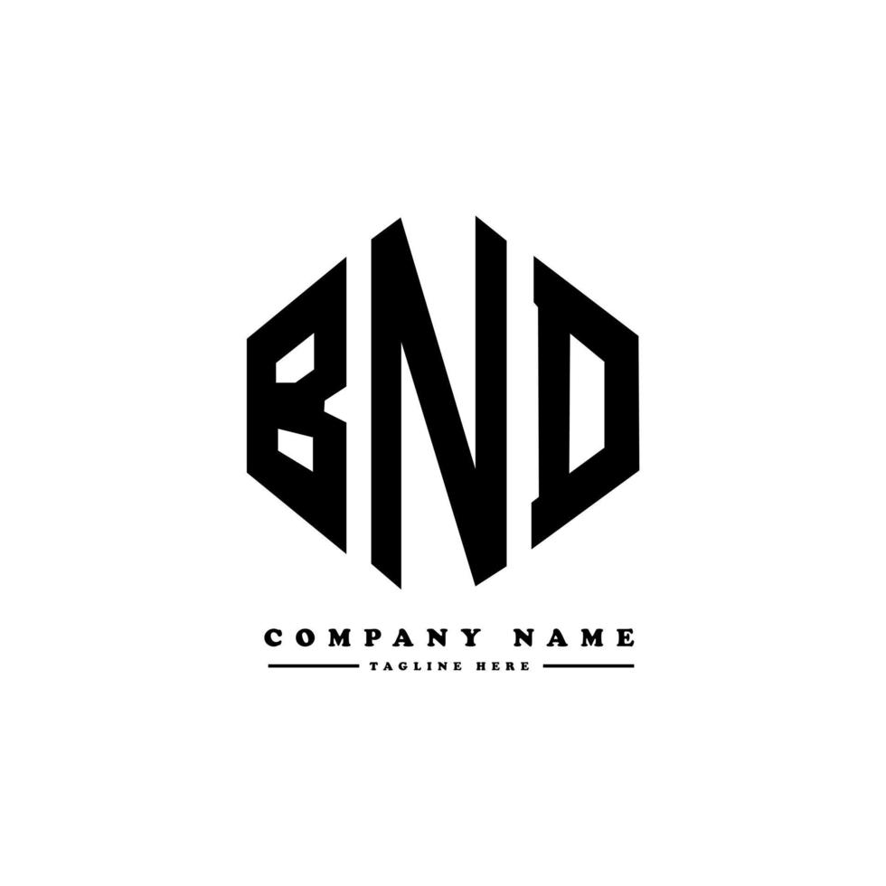 diseño de logotipo de letra bnd con forma de polígono. bnd polígono y diseño de logotipo en forma de cubo. bnd hexagon vector logo plantilla colores blanco y negro. monograma bnd, logotipo comercial e inmobiliario.