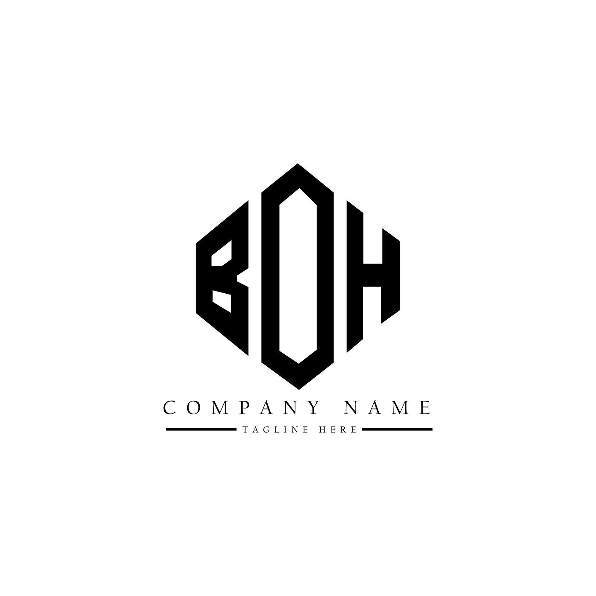 BOH letter logo design with polygon shape. BOH polygon and cube shape