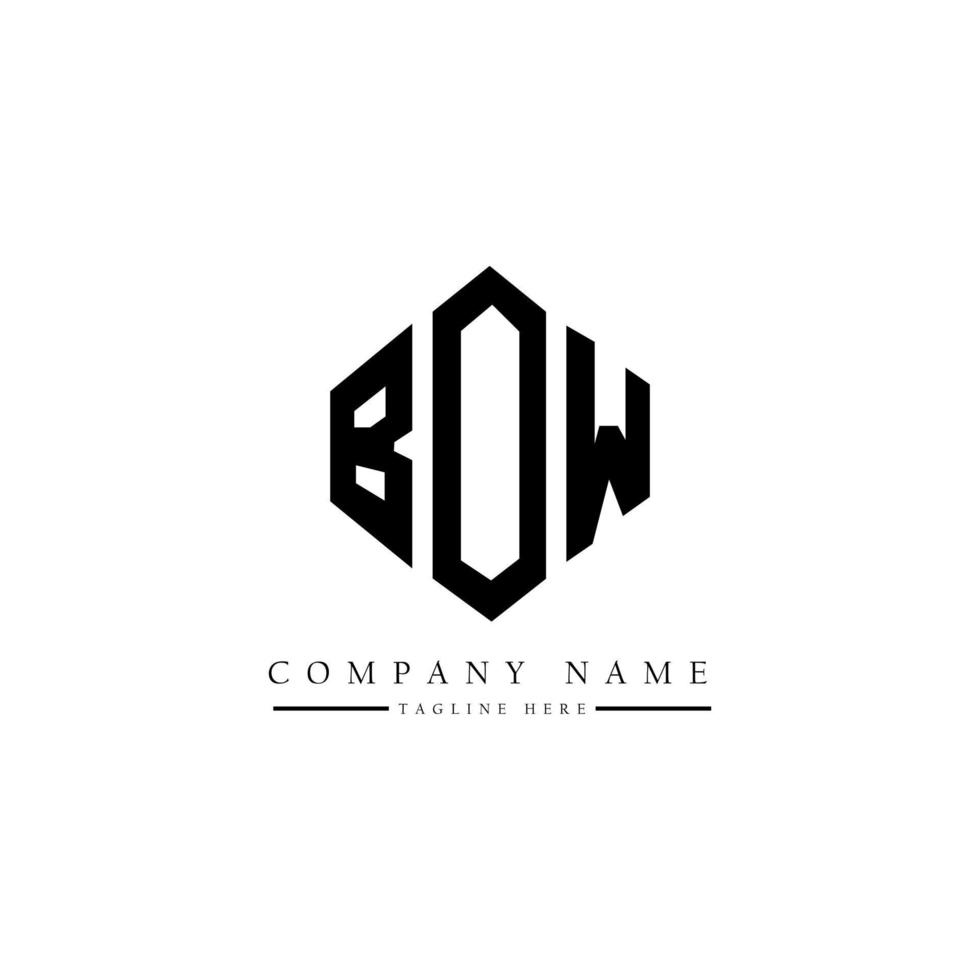 BOW letter logo design with polygon shape. BOW polygon and cube shape logo design. BOW hexagon vector logo template white and black colors. BOW monogram, business and real estate logo.