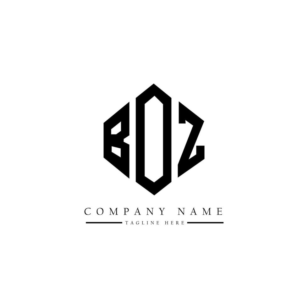 diseño de logotipo de letra boz con forma de polígono. boz polígono y diseño de logotipo en forma de cubo. boz hexagon vector logo plantilla colores blanco y negro. monograma boz, logotipo comercial y inmobiliario.