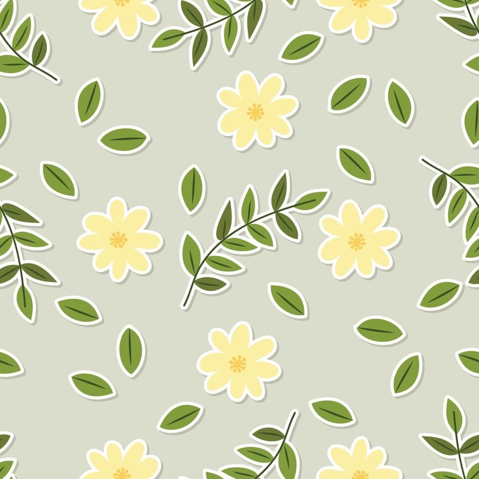 Seamless floral element cartoon pattern in flat style vector