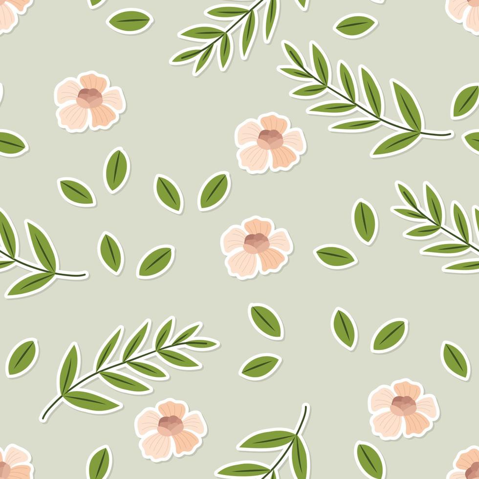 Seamless flat floral element cartoon pattern vector