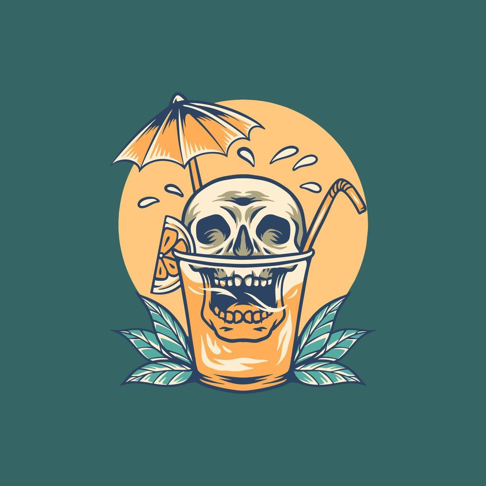 ilustración de verano de jugo de naranja de cráneo vector
