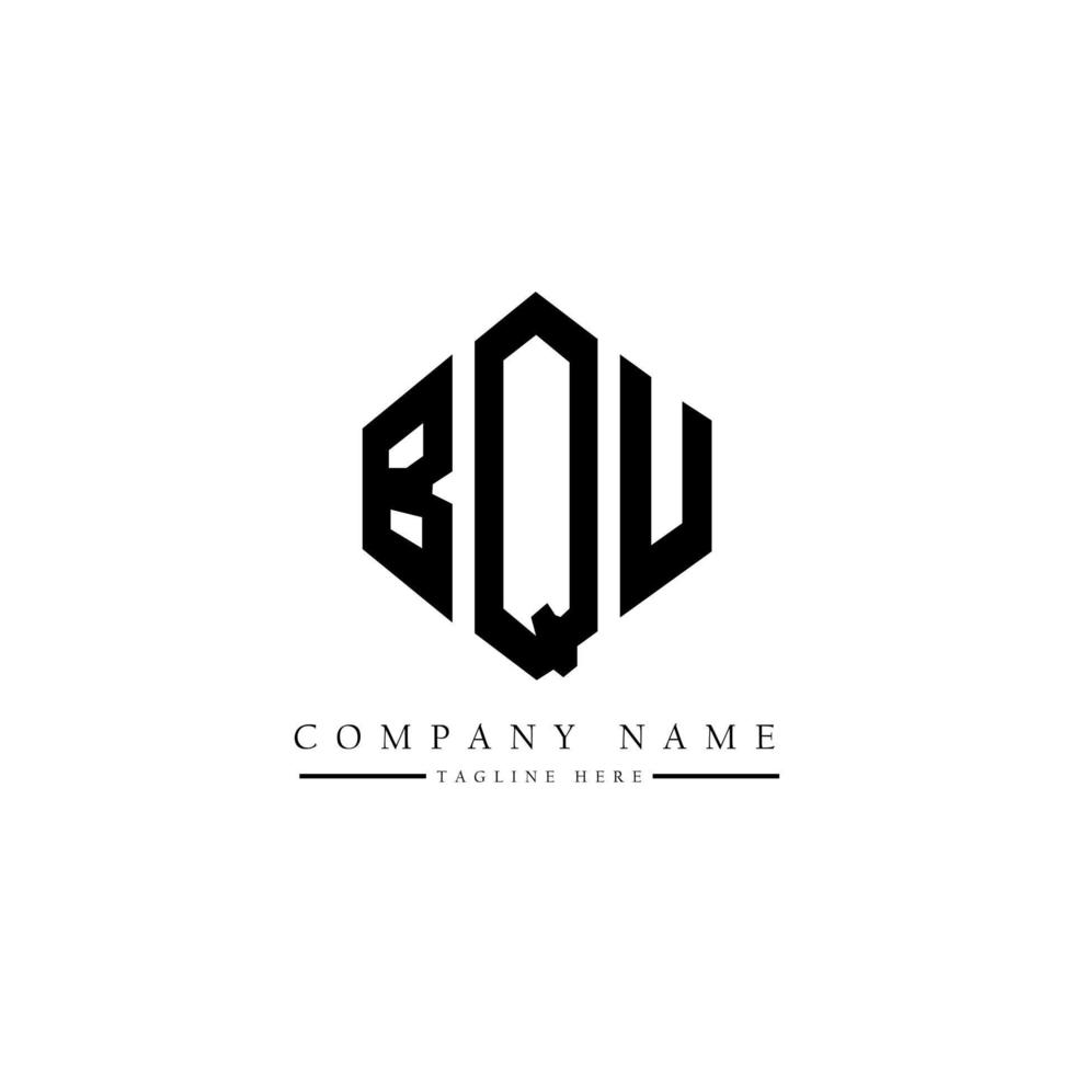 BQU letter logo design with polygon shape. BQU polygon and cube shape logo design. BQU hexagon vector logo template white and black colors. BQU monogram, business and real estate logo.
