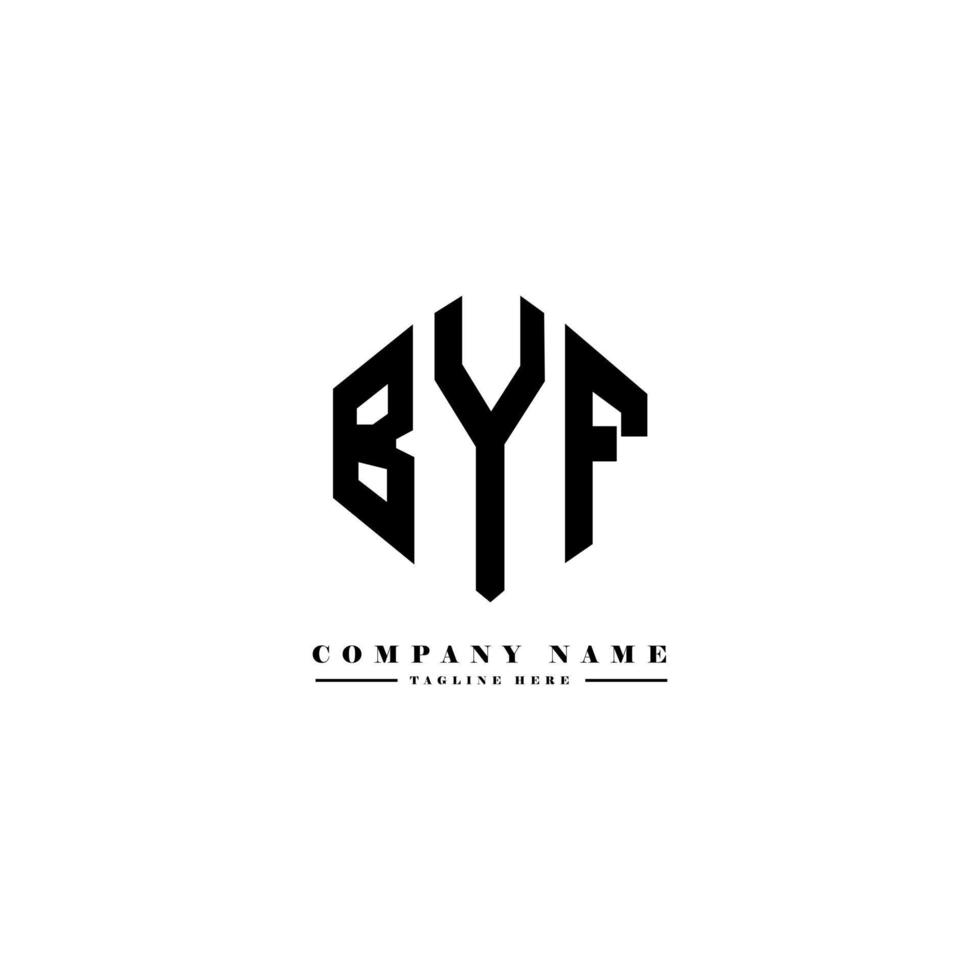 BYF letter logo design with polygon shape. BYF polygon and cube shape logo design. BYF hexagon vector logo template white and black colors. BYF monogram, business and real estate logo.