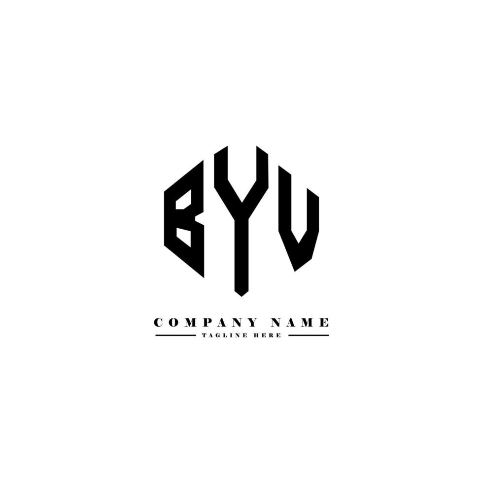 BYV letter logo design with polygon shape. BYV polygon and cube shape logo design. BYV hexagon vector logo template white and black colors. BYV monogram, business and real estate logo.
