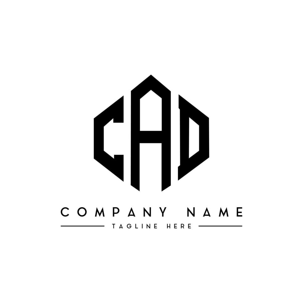 CAD letter logo design with polygon shape. CAD polygon and cube shape logo design. CAD hexagon vector logo template white and black colors. CAD monogram, business and real estate logo.