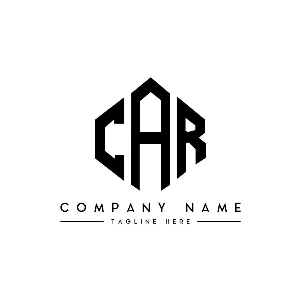 CAR letter logo design with polygon shape. CAR polygon and cube shape logo design. CAR hexagon vector logo template white and black colors. CAR monogram, business and real estate logo.