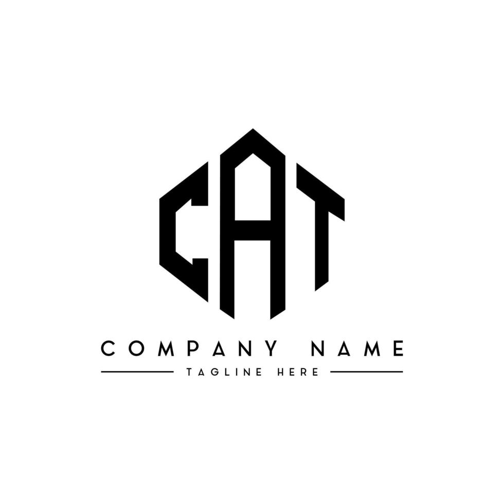 CAT letter logo design with polygon shape. CAT polygon and cube shape logo design. CAT hexagon vector logo template white and black colors. CAT monogram, business and real estate logo.