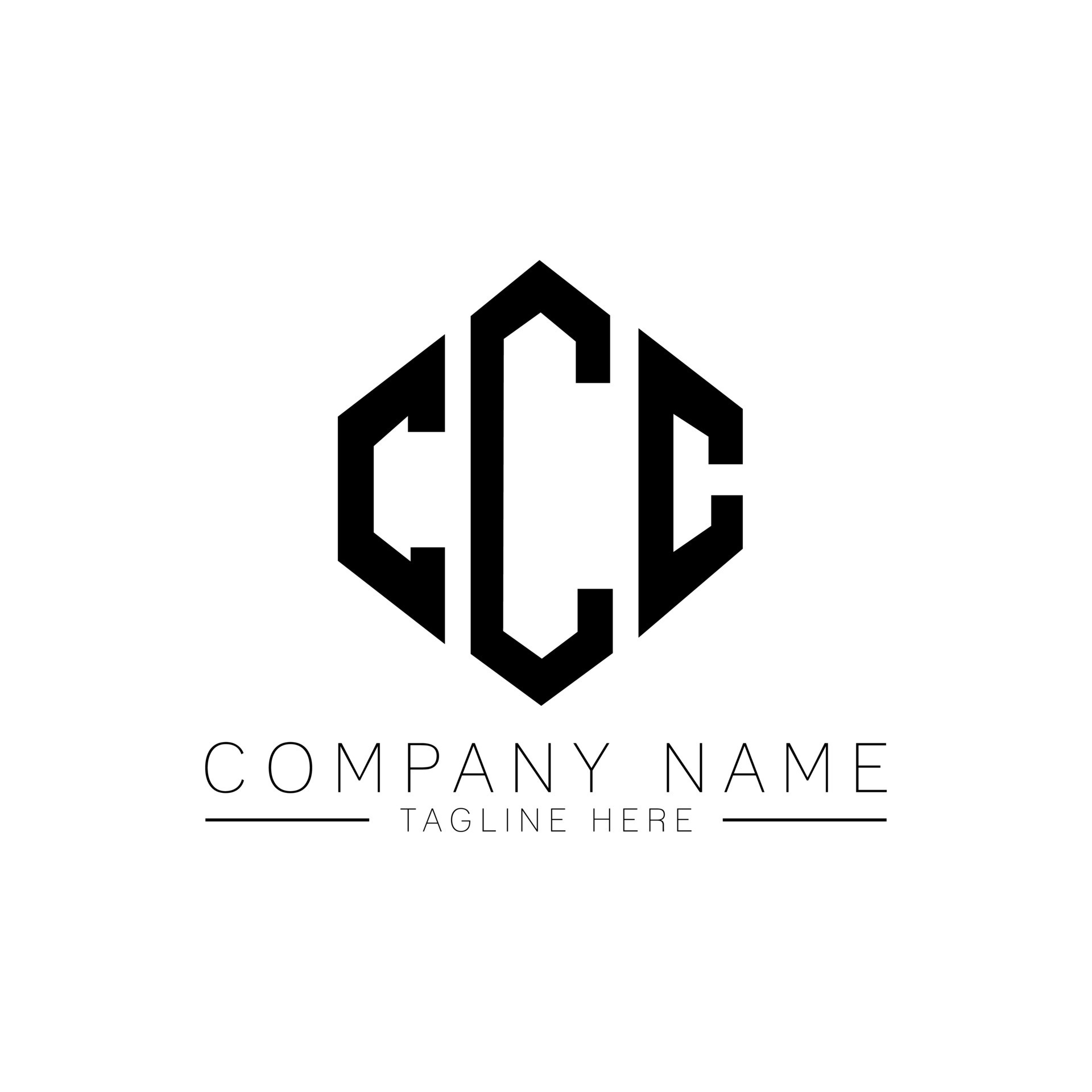 CCC letter logo design with polygon shape. CCC polygon and cube shape