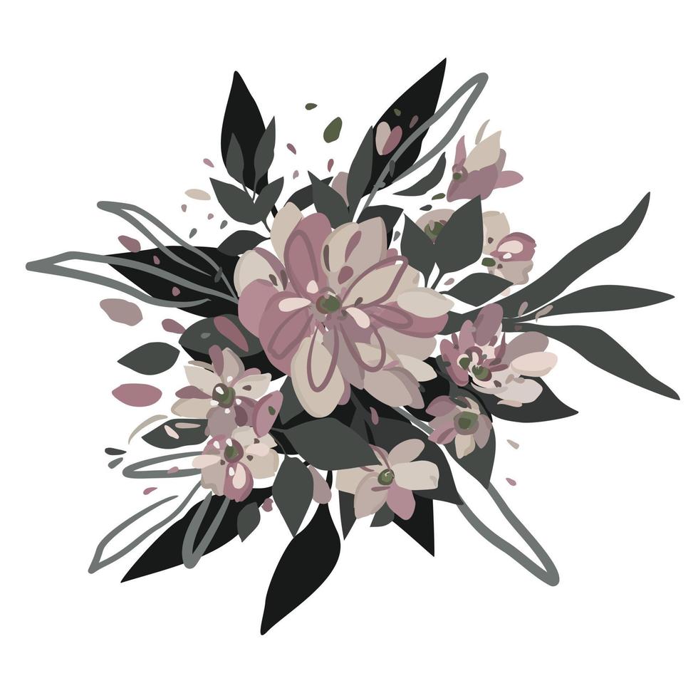 Vector isolated illustration of pink peonies.