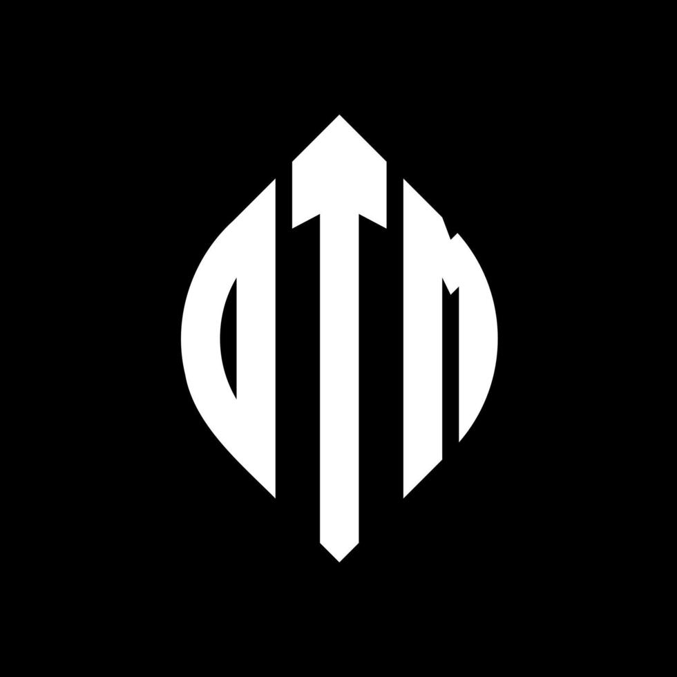 DTM circle letter logo design with circle and ellipse shape. DTM ellipse letters with typographic style. The three initials form a circle logo. DTM Circle Emblem Abstract Monogram Letter Mark Vector. vector