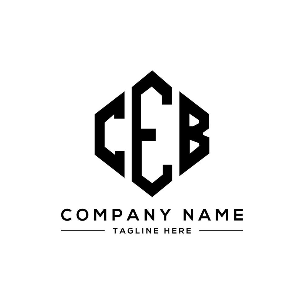 diseño de logotipo de letra ceb con forma de polígono. ceb polígono y diseño de logotipo en forma de cubo. Ceb hexágono vector logo plantilla colores blanco y negro. monograma ceb, logo comercial e inmobiliario.