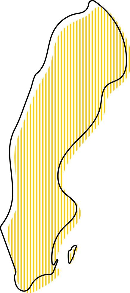 mapa de contorno simple estilizado del icono de Suecia. vector