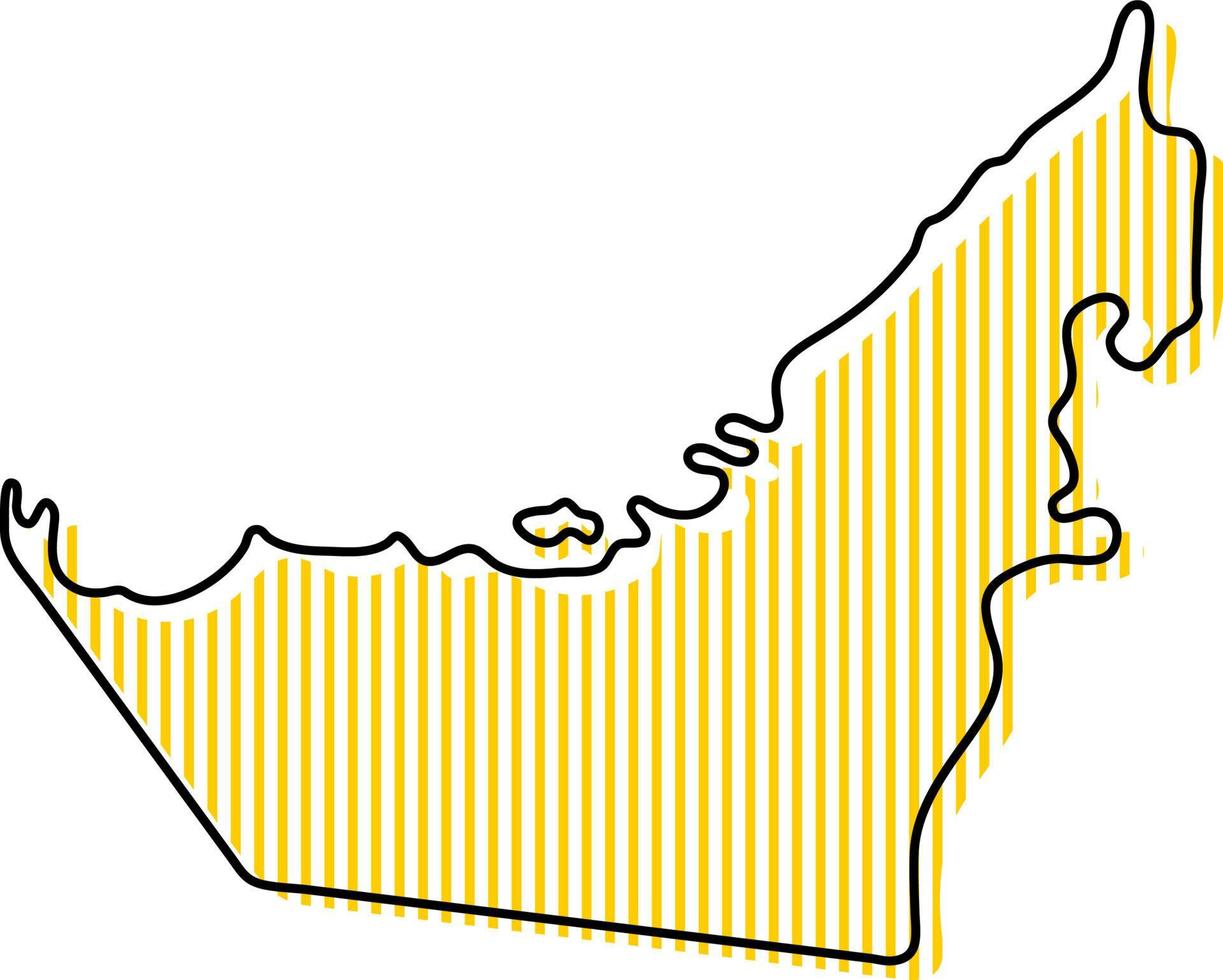 Stylized simple outline map of United Arab Emirates icon. vector