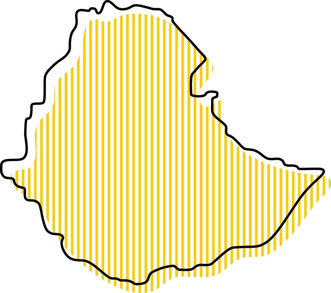 Stylized simple outline map of Ethiopia icon. vector