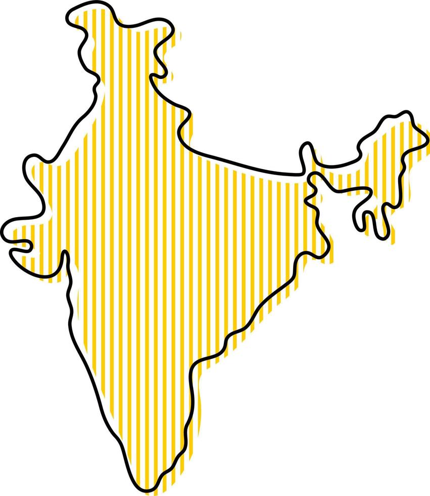 mapa de contorno simple estilizado del icono de la india. vector