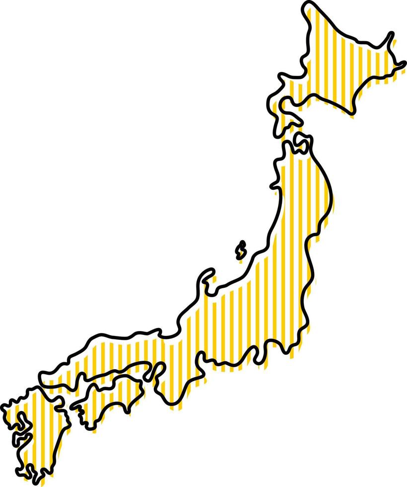 Stylized simple outline map of Japan icon. vector