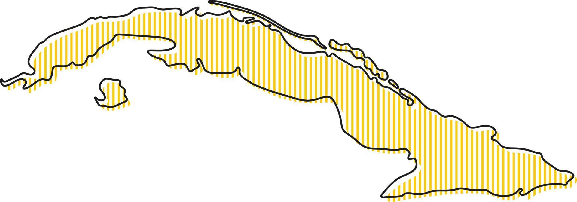 mapa de contorno simple estilizado del icono de cuba. vector