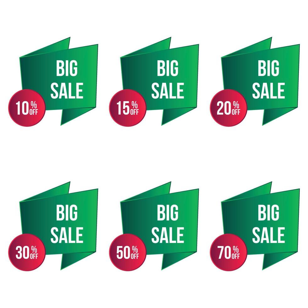 big sale offer banner designs different percent discount set vector