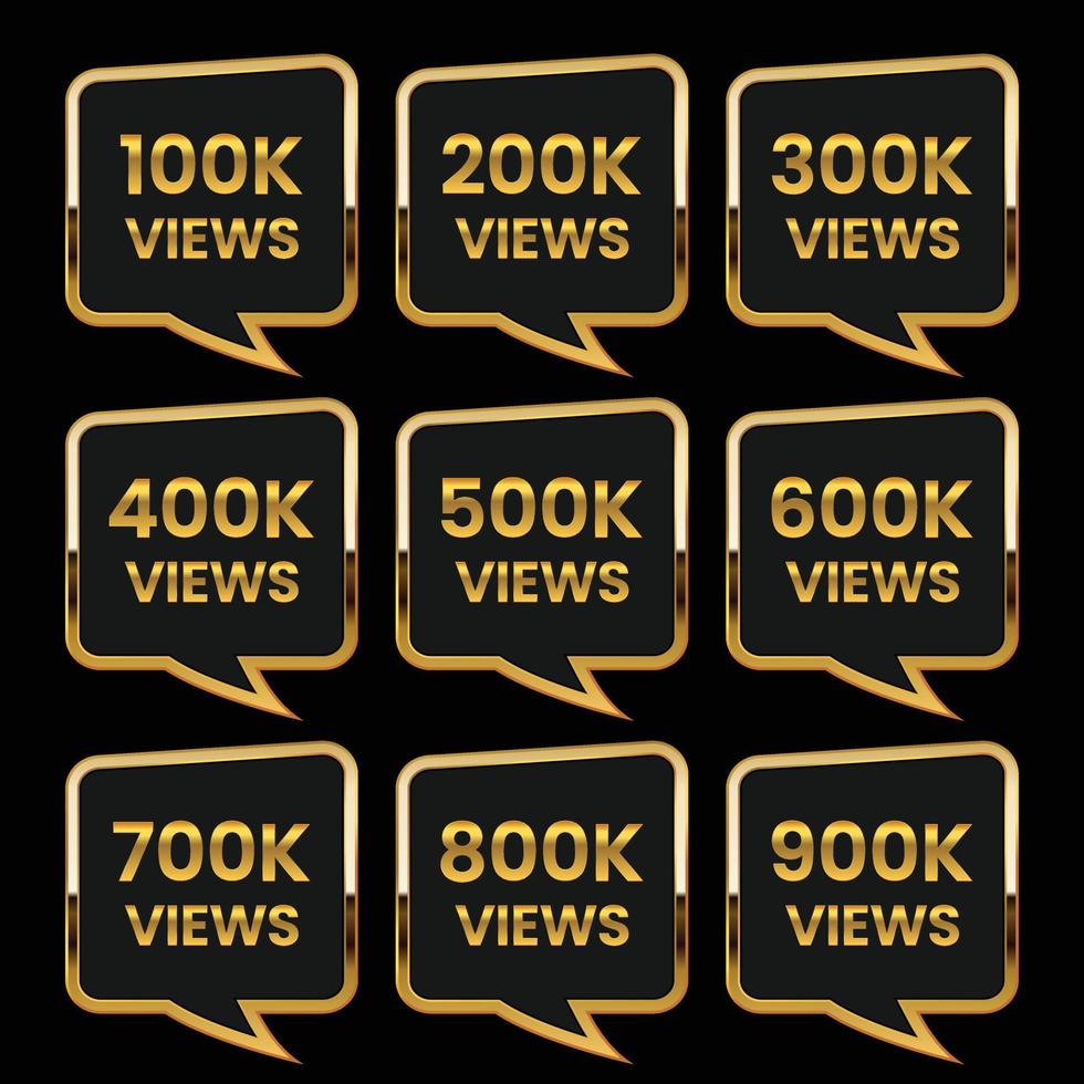 golden color 100k views 900k plus views celebration thumbnail design vector