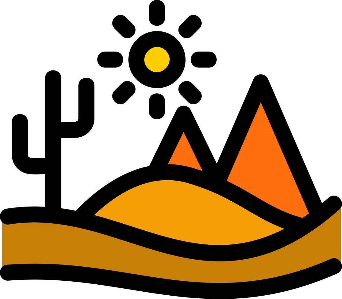 icono lleno de línea de paisaje desértico vector