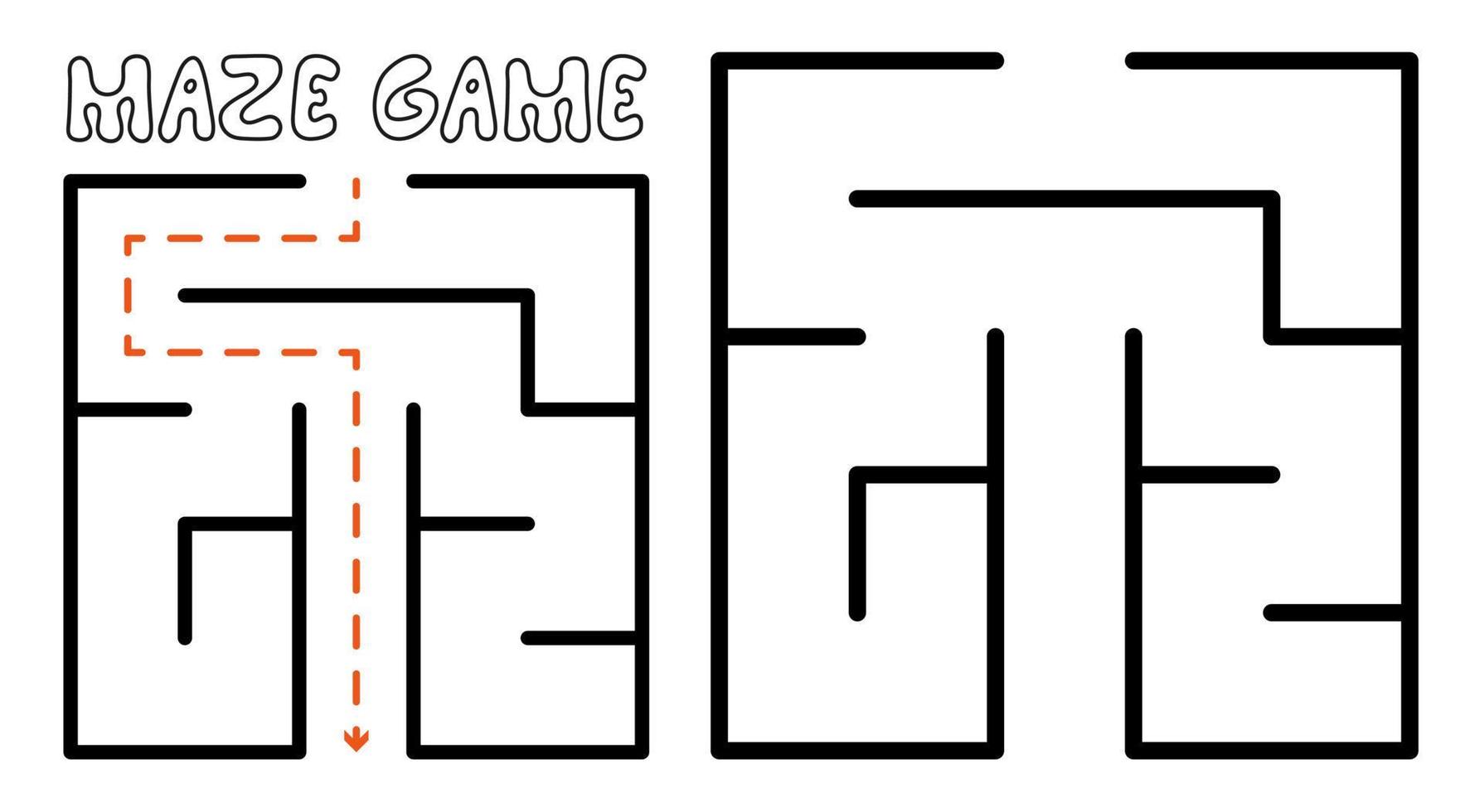 Maze game for kids. Simple Maze puzzle with solution 9168251 Vector Art