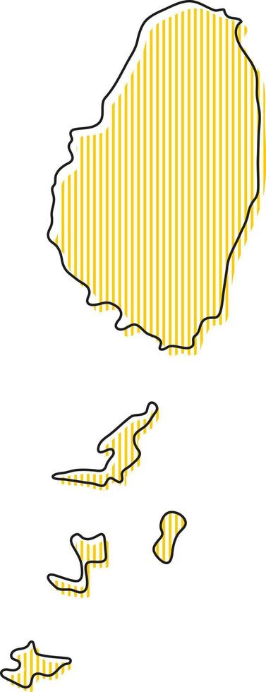 Stylized simple outline map of Saint Vincent and the Grenadines icon. vector