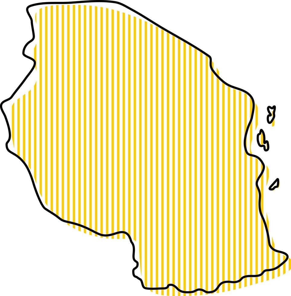 Stylized simple outline map of Tanzania icon. vector
