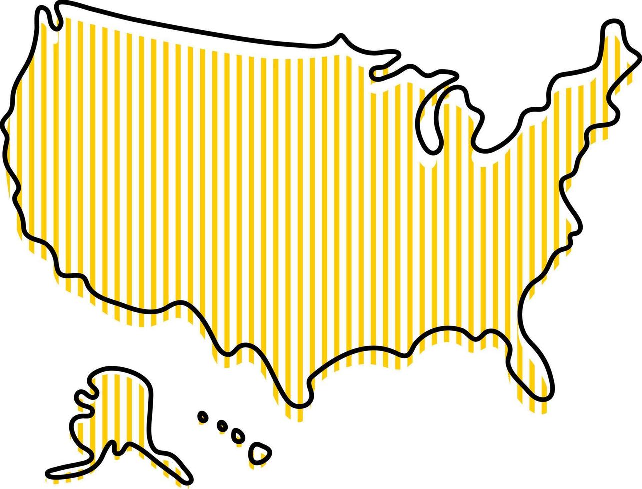 mapa de contorno simple estilizado del icono de estados unidos. vector