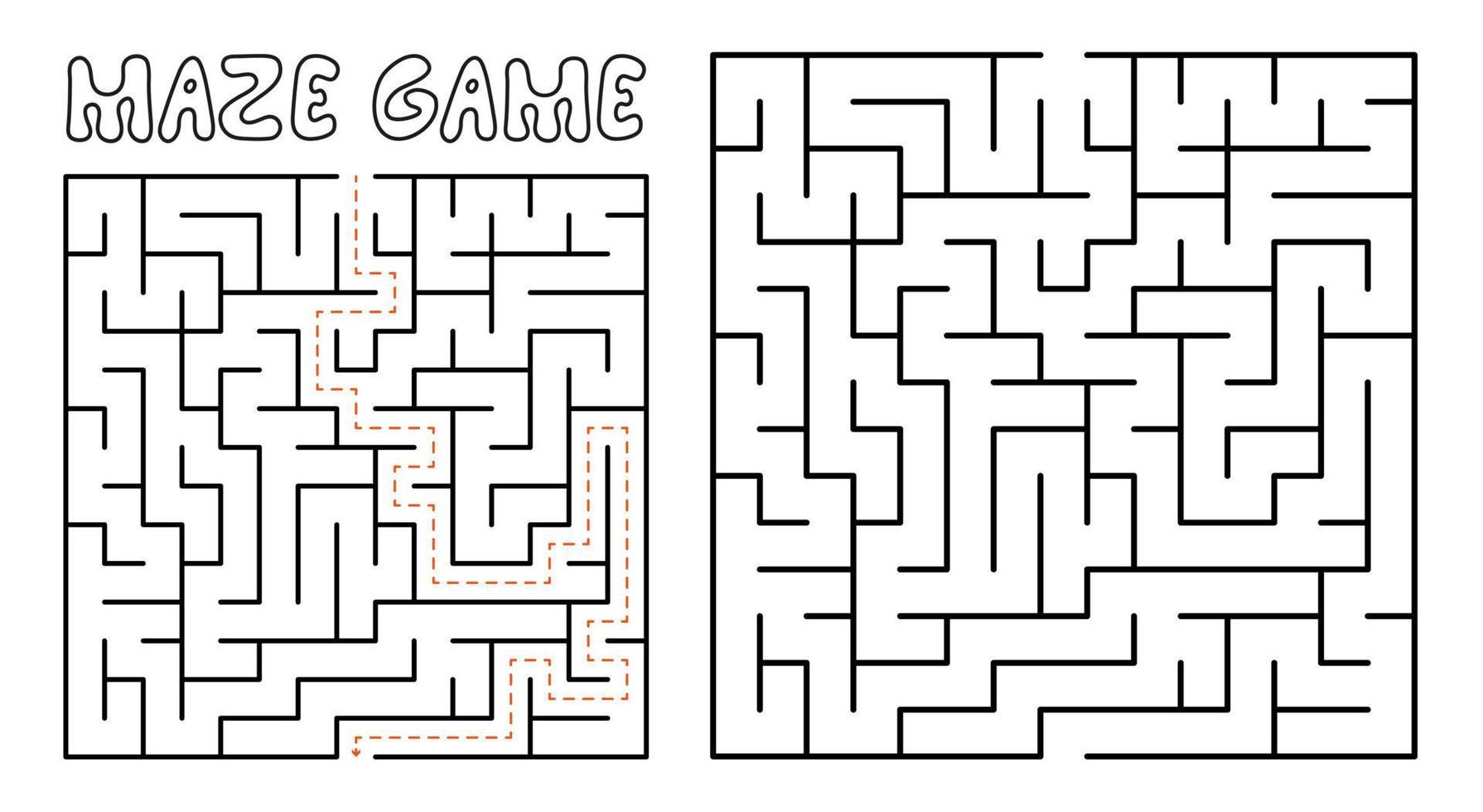 Maze game for kids. Complex Maze puzzle with solution vector