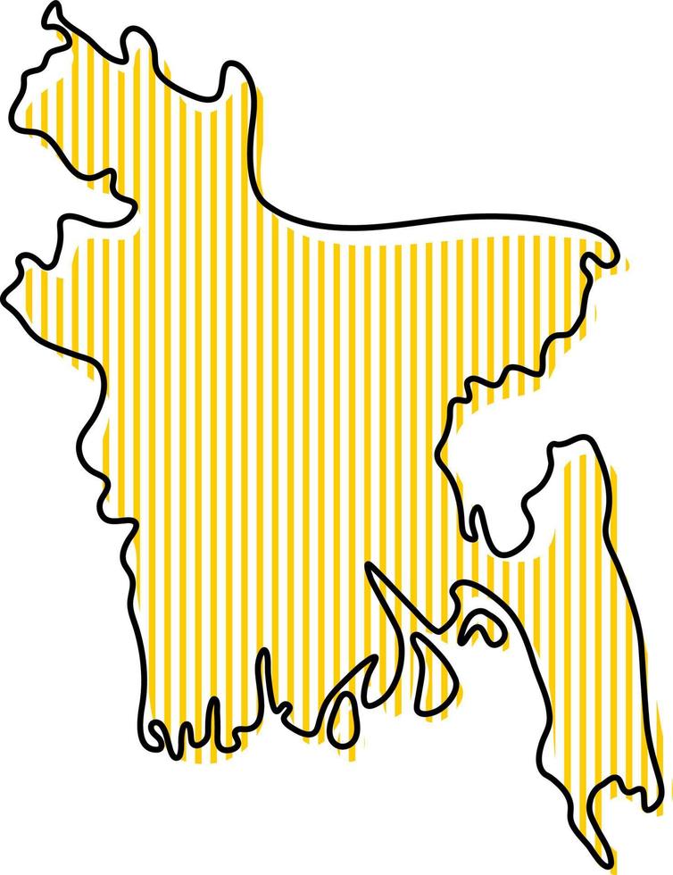 Stylized simple outline map of Bangladesh icon. vector