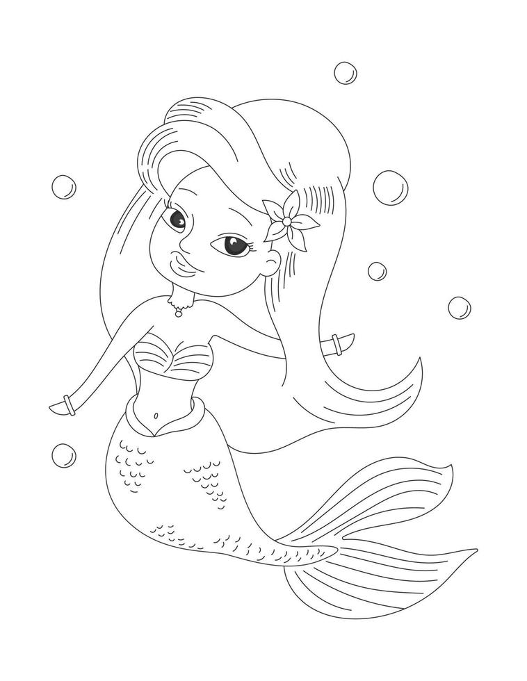 dibujos de sirenas para colorear para niños vector