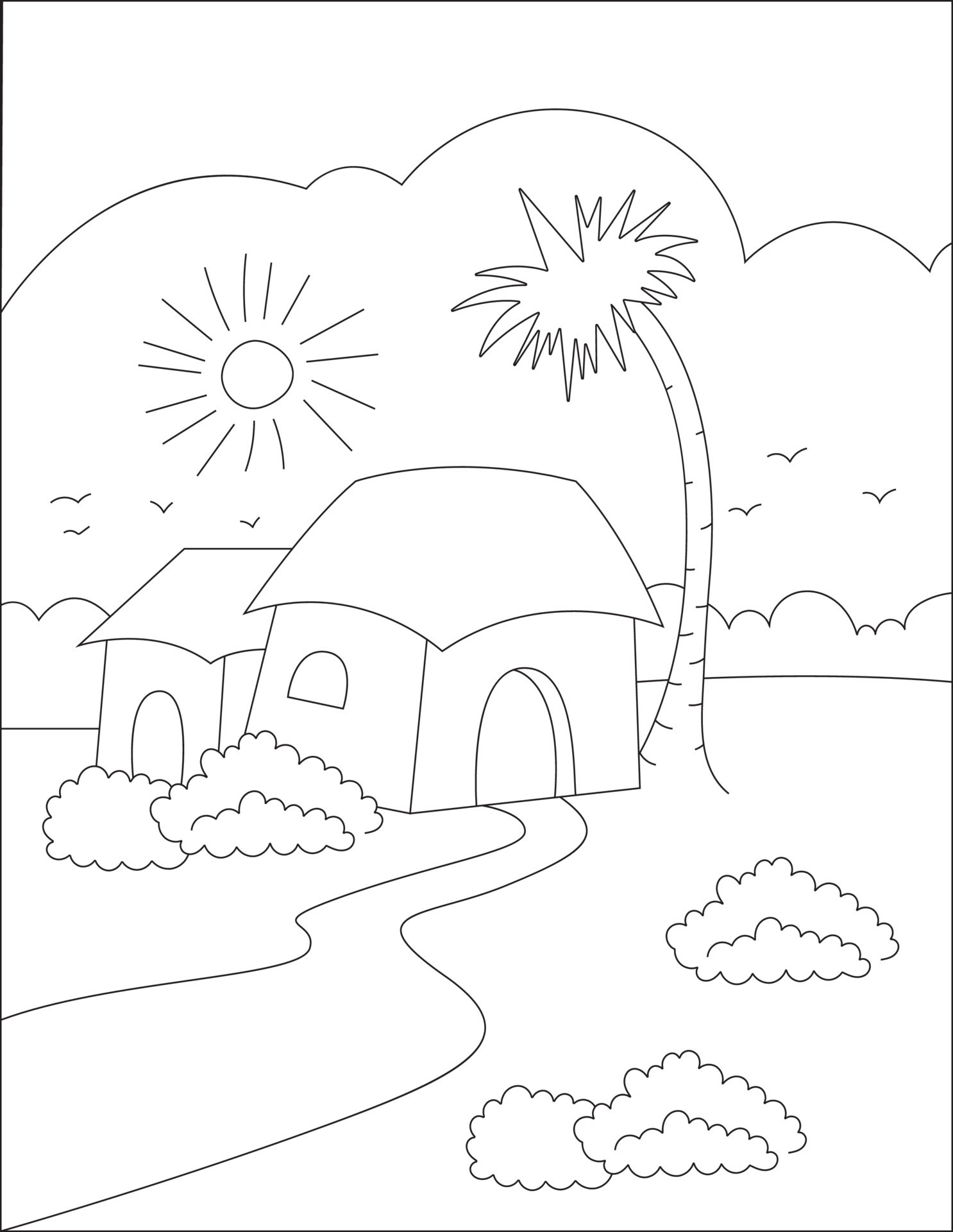 Village Coloring Pages for Kids 9168374 Vector Art at Vecteezy