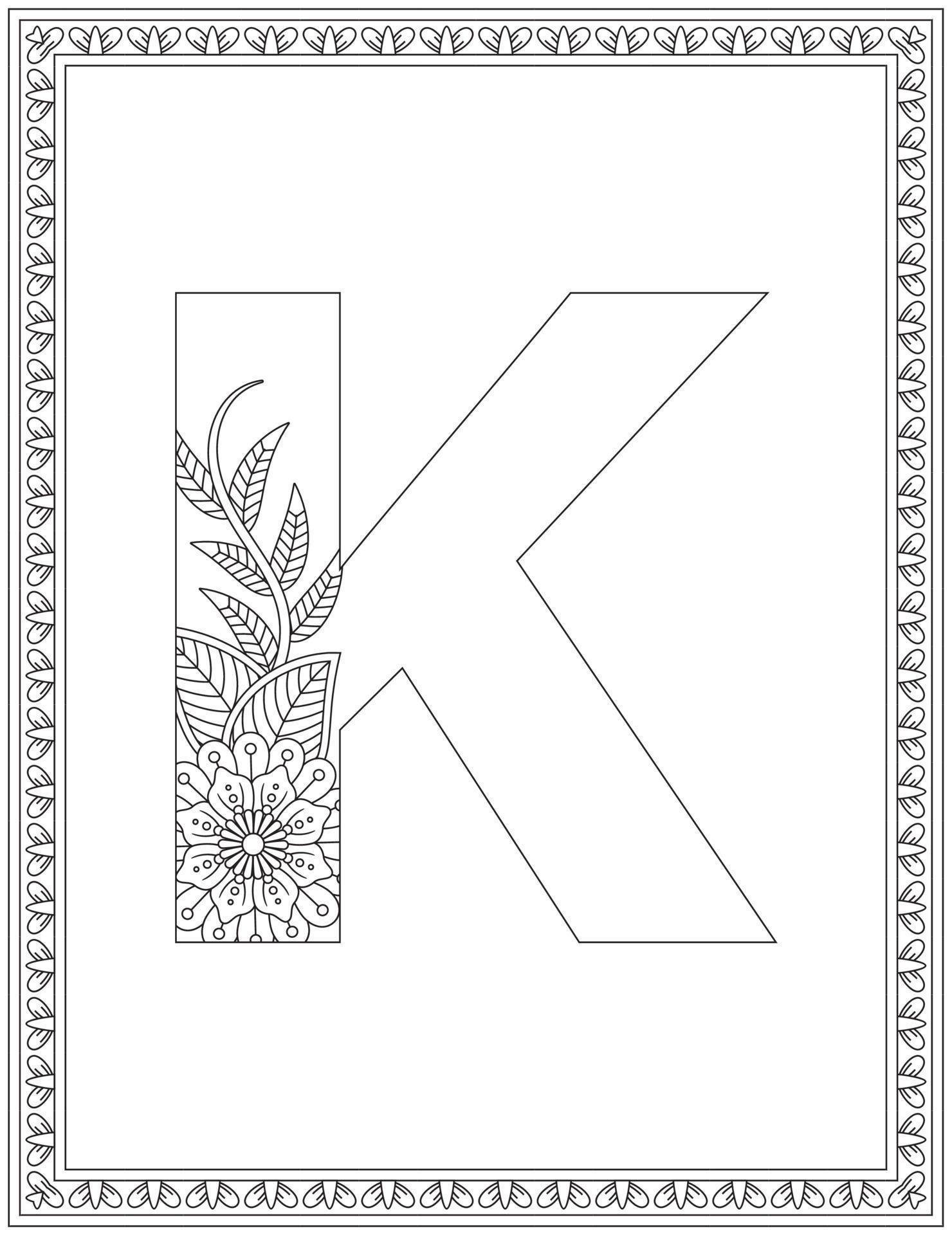 ABC Coloring Pages Letter K 9168392 Vector Art at Vecteezy