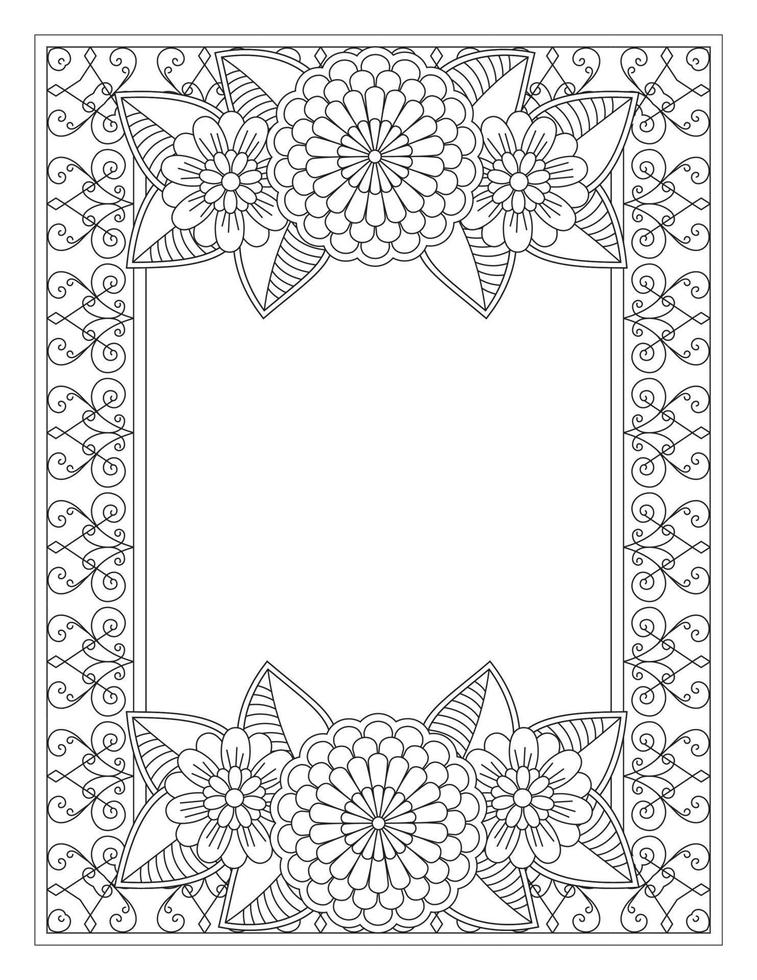 Flower Doodle Coloring Page for Adult vector