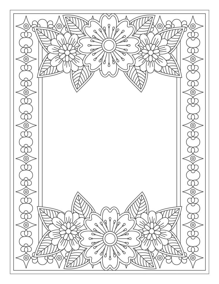 Flower Doodle Coloring Page for Adult vector