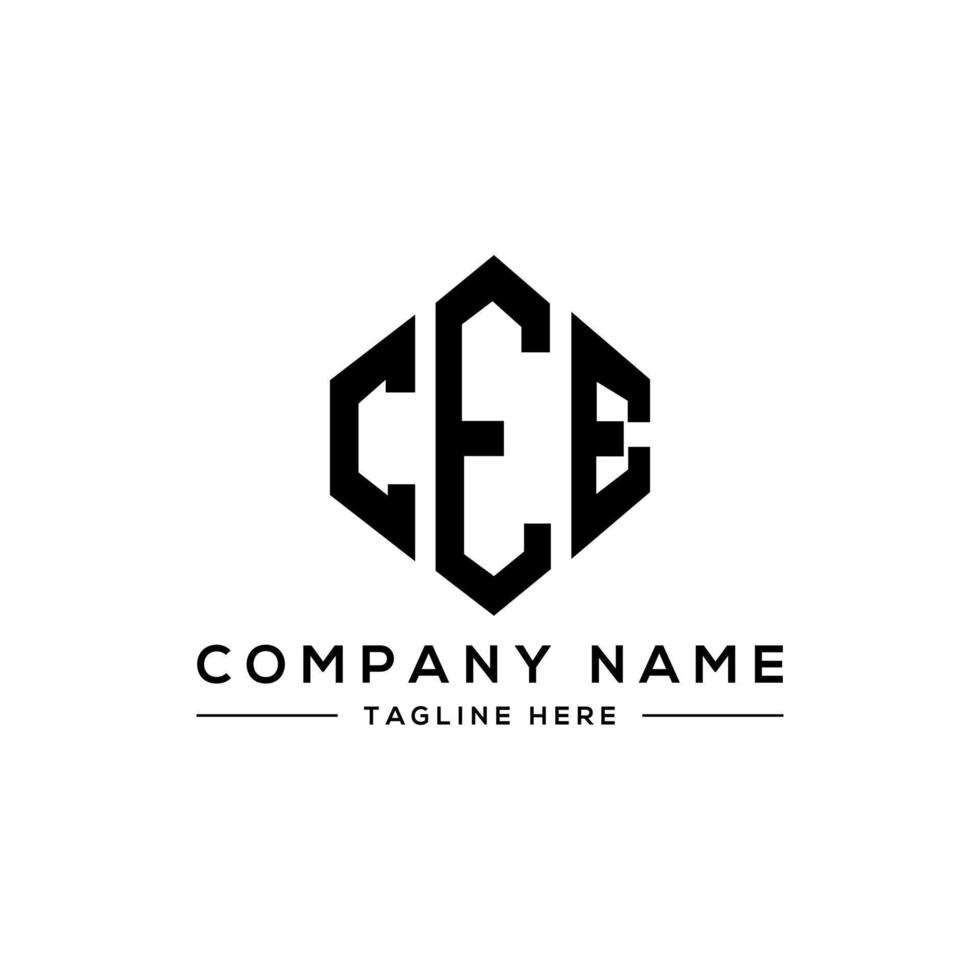 CEE letter logo design with polygon shape. CEE polygon and cube shape logo design. CEE hexagon vector logo template white and black colors. CEE monogram, business and real estate logo.