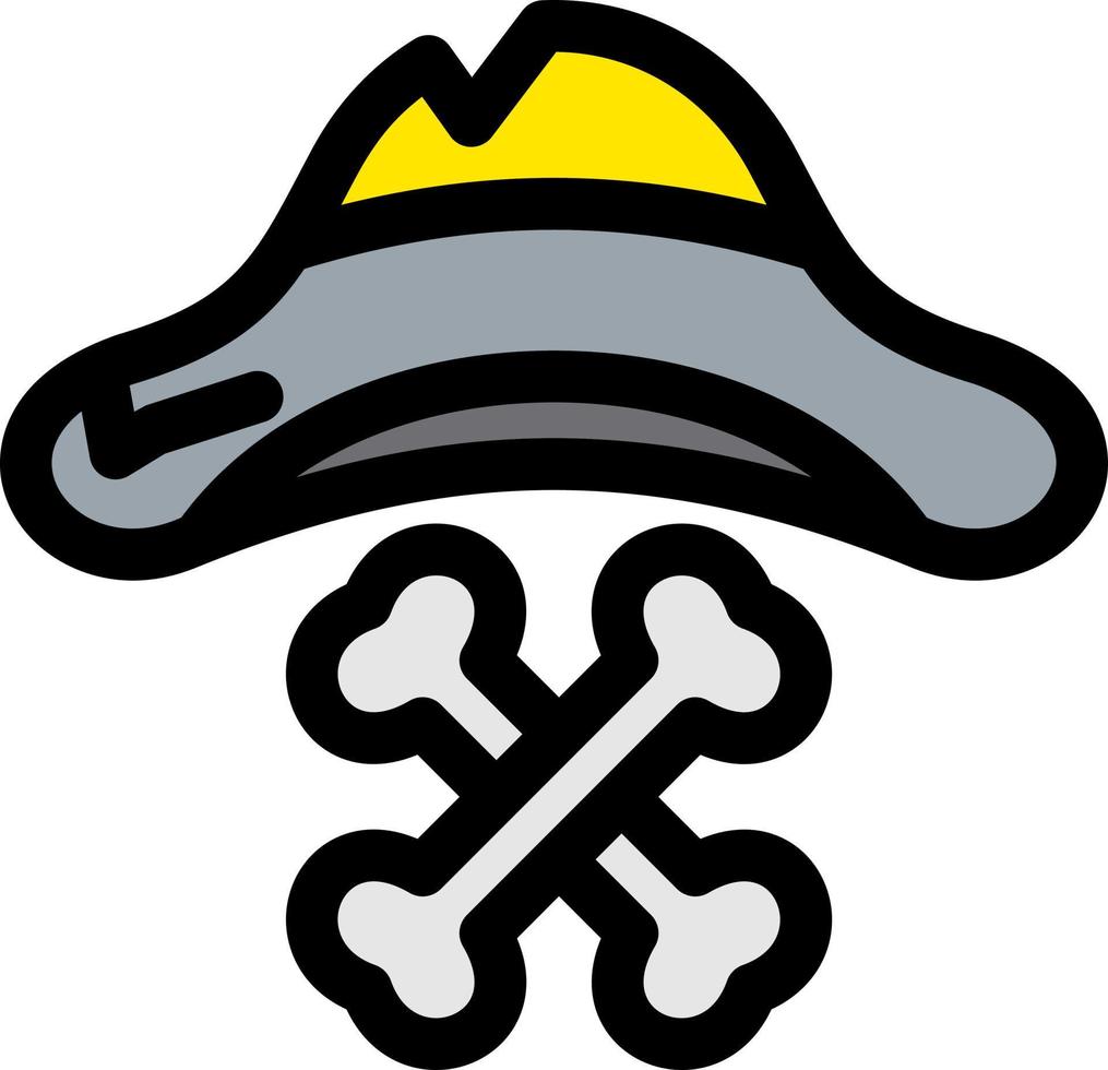 icono lleno de línea de sombrero pirata vector