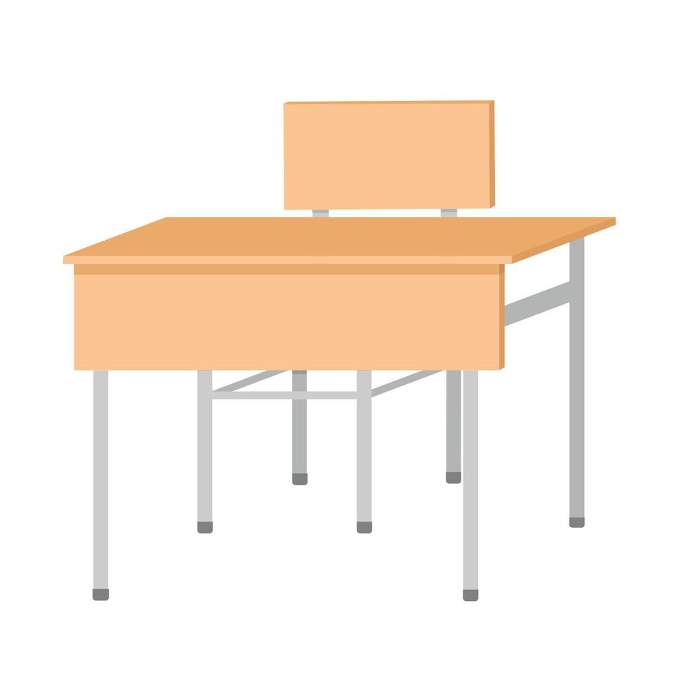 mesa de la escuela y una silla sobre un fondo blanco. vector
