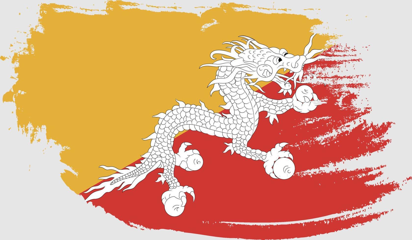 Bhutan flag with grunge texture vector