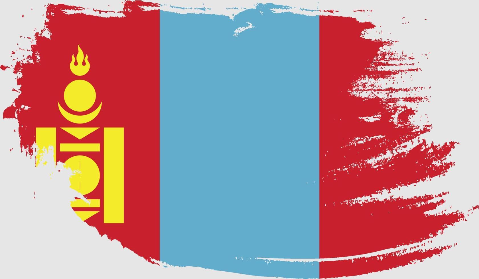 Mongolia flag with grunge texture vector