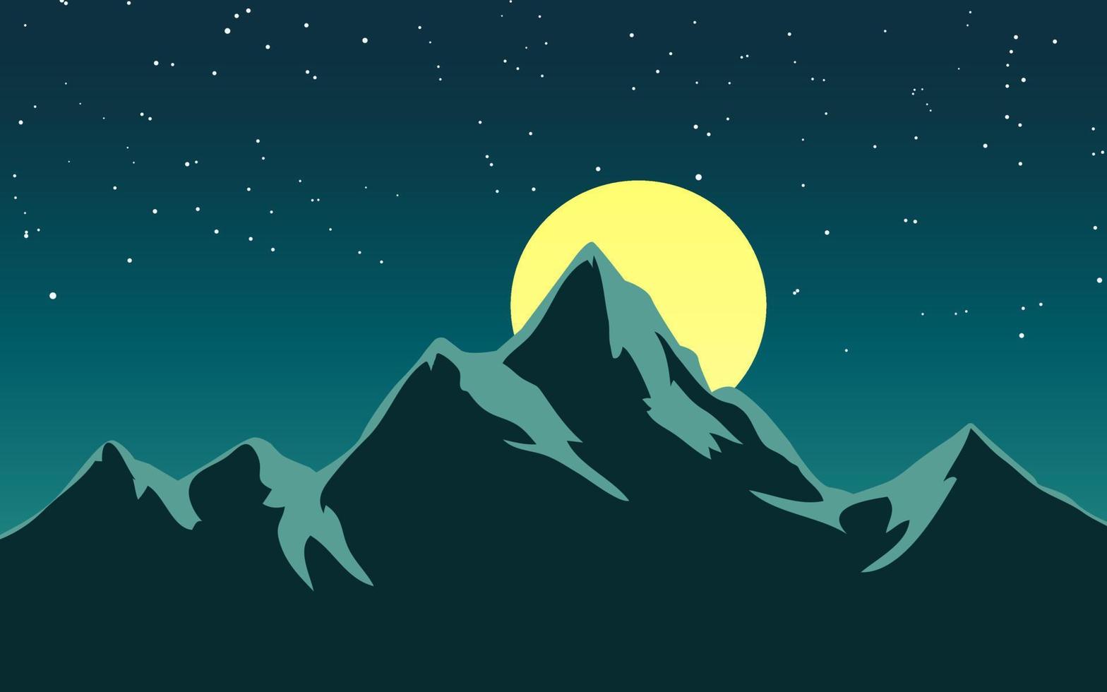 pico de la montaña en la hermosa noche vector