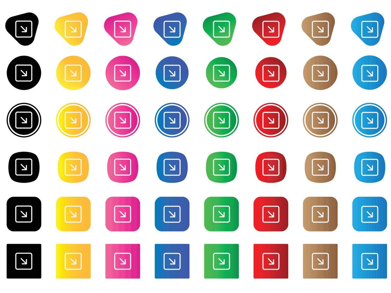 arrow down right square icon . web icon set . icons collection. Simple vector illustration.