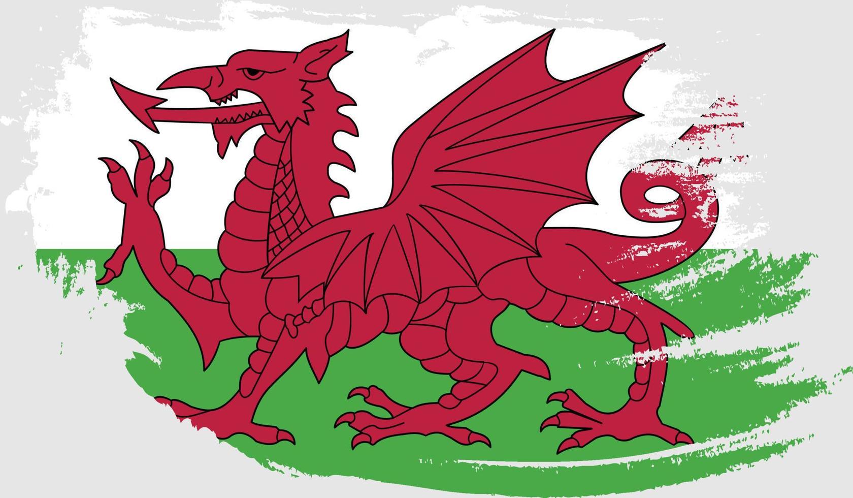 wales flag with grunge texture vector