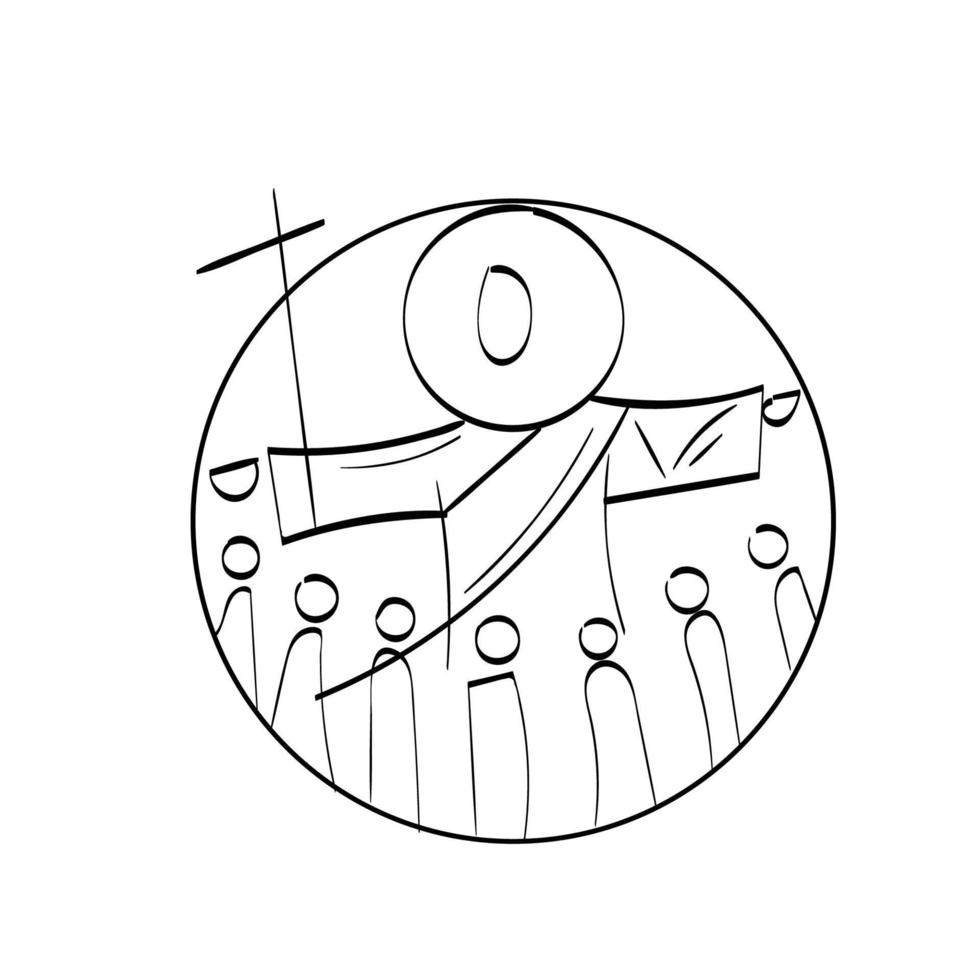 Hand Drawn symbol of Christianity. Vector illustration of Christian logo. Christian art use as poster, card, flyer, tattoo or T Shirt