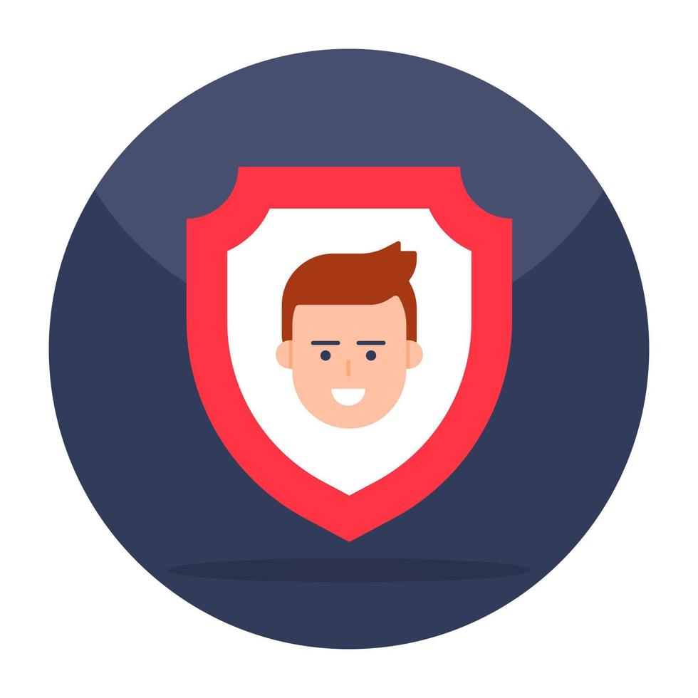 Avatar inside shield, icon of employee security vector